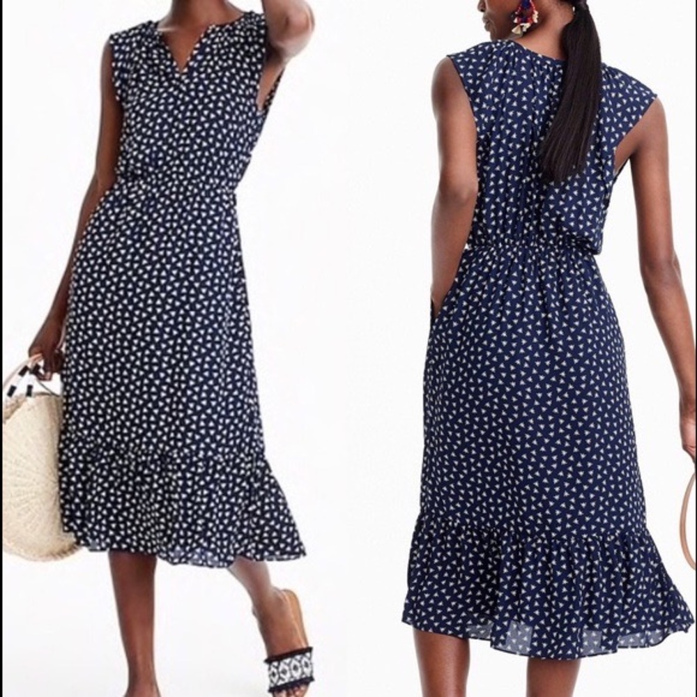 J.Crew Mercantile cap-sleeve midi dress in dragonfly print - Size S